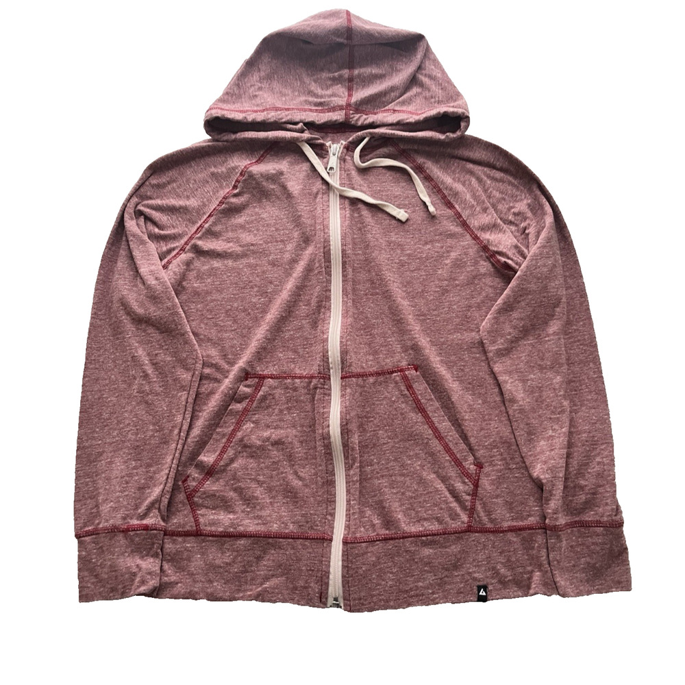 American Giant Lightweight Full Zip Hoodie Womens Medium Red Heather USA